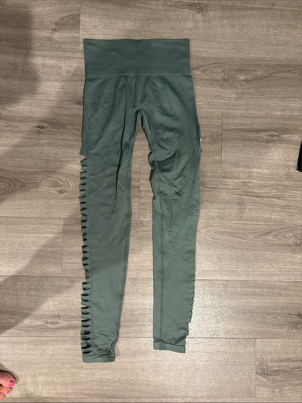 PINK Victoria's Secret Olive Green High-Waist Side Cutout Leggings